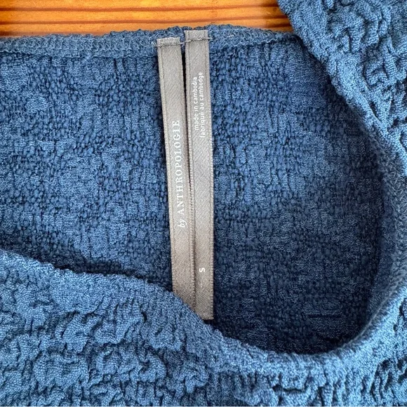 ANTHROPOLOGIE The Hannah Navy Blue Bubble Textured Women's Crop Tank NWOT sz S - Picture 4 of 7